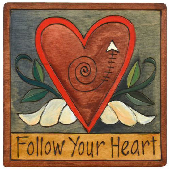 Follow Your Heart Wood Square Plaque by Sticks