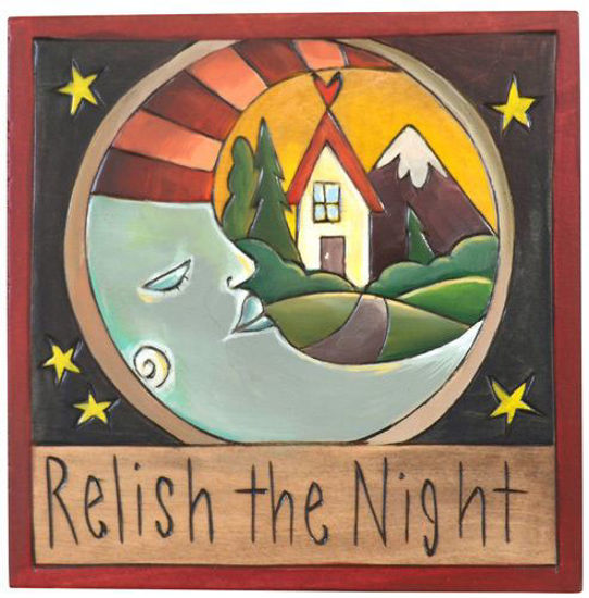 Relish the Night Wood Square Plaque by Sticks