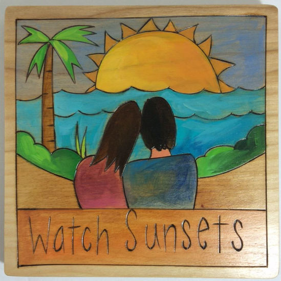 Watch Sunsets Small Wood Plaque by Sticks