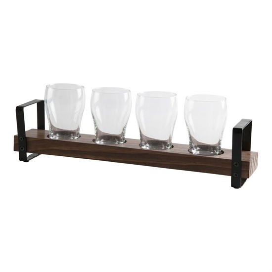 Beer Flight Tray with Four Glasses by TAG