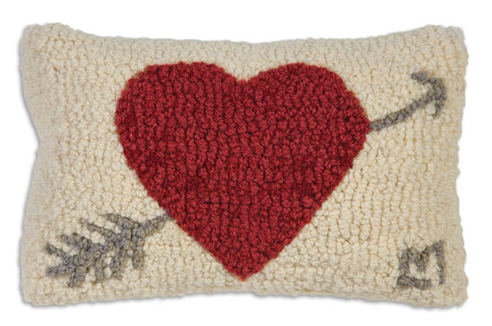 Heart and Arrow Hooked Pillow by Chandler 4 Corners