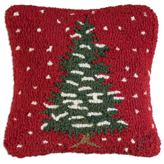 Red Flurries Hooked Pillow by Chandler 4 Corners