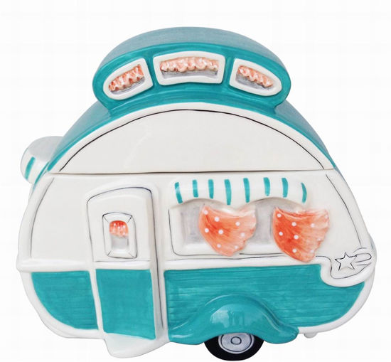 Turquoise Retro Camper Cookie Jar by Blue Sky Clayworks