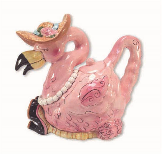 Miss Precious Flamingo Teapot by Blue Sky Clayworks
