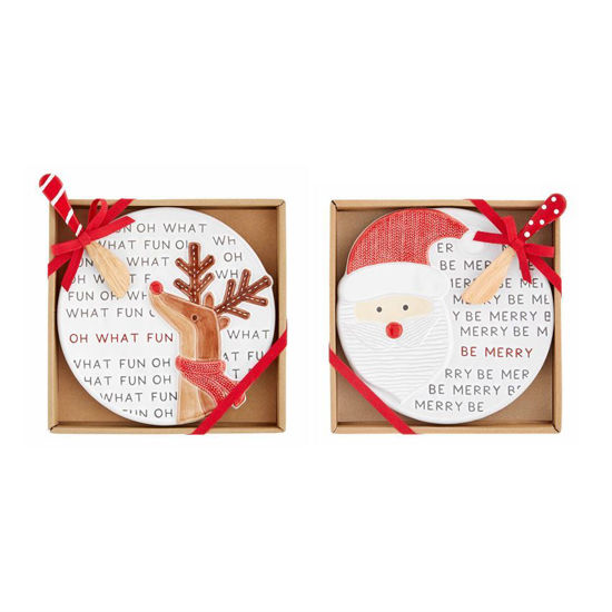 Reindeer & Santa Cheese Set (Assorted) by Mudpie