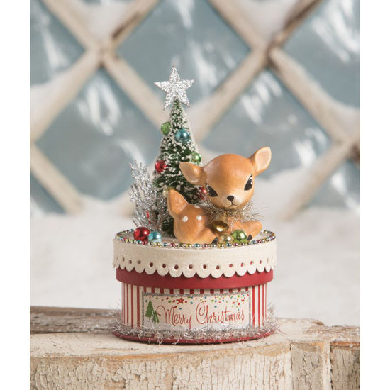 Merry & Bright Deer on Box by Bethany Lowe