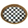 Courtly Check Rattan & Enamel Tray - Large by MacKenzie-Childs