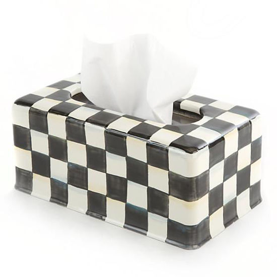 Courtly Check Enamel Tissue Box Cover - Standard by MacKenzie-Childs