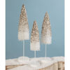 Platinum Glitter Flocked Bottle Brush Trees by Bethany Lowe