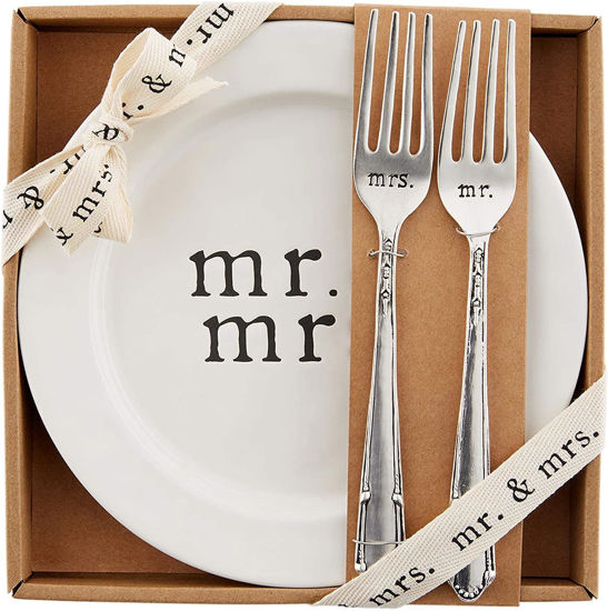 Mr & Mrs Cake Plate Set by Mudpie