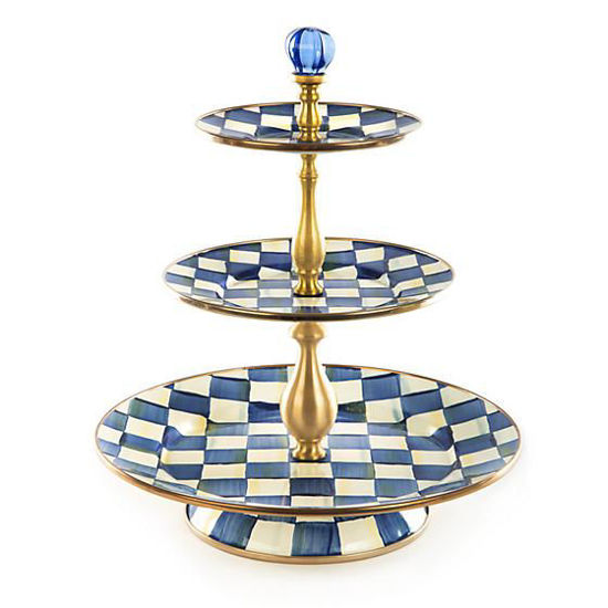 Royal Check Enamel Three Tier Sweet Stand by MacKenzie-Childs