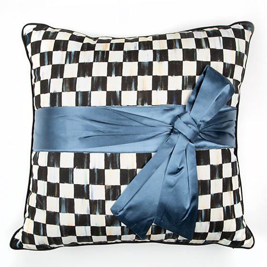 Courtly Check Sash Pillow - Teal by MacKenzie-Childs