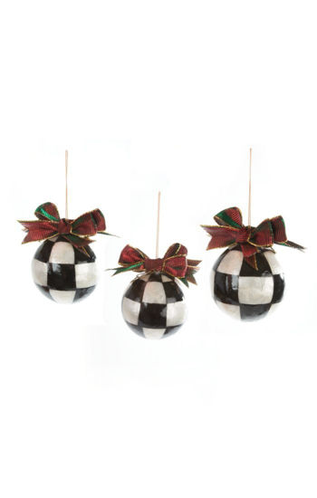 MacKenzie-Childs Small Tartan Ball Glass Ornament