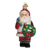 Santa With Wreath Ornament by Old World Christmas