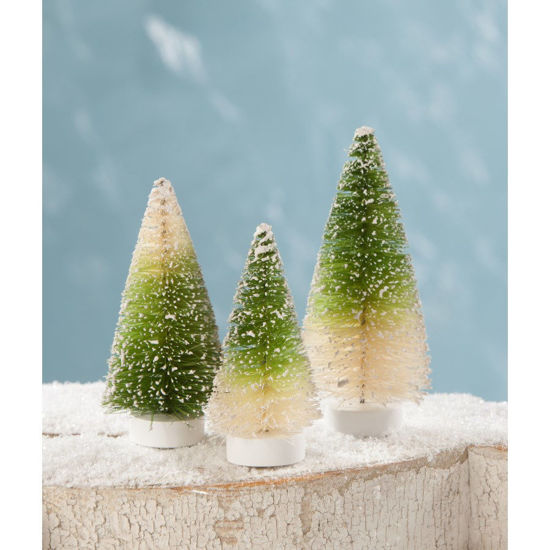 Green Ombre Mini Bottle Brush Trees Set by Bethany Lowe