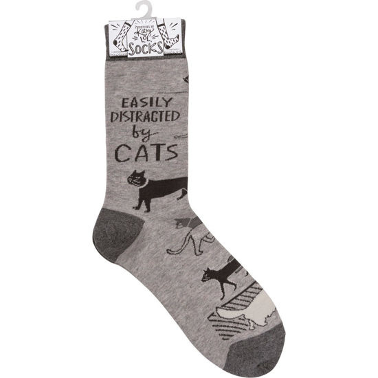 Easily Distracted Socks By Cats by Primitives by Kathy