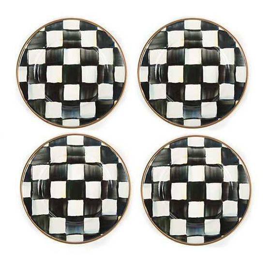 Courtly Check Enamel Canape Plates - Set of 4 by MacKenzie-Childs