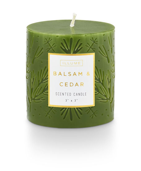 Balsam & Cedar 3 x 3 Etched Pillar Candle by Illume
