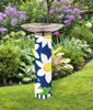 Daisy Blues Bird Bath Art Pole with Stainless Steel Topper by Studio M