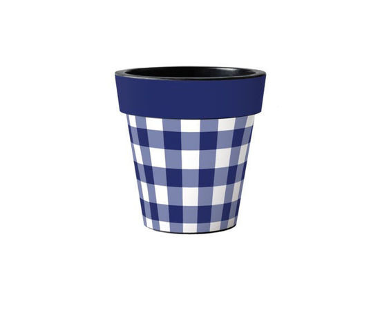 Blue and White Check 12" Art Planter by Studio M