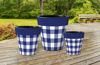 Blue and White Check 12" Art Planter by Studio M