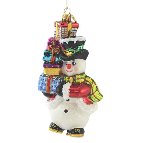 Snowman with Pile of Packages Ornament by Huras Family