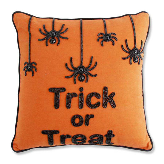 Trick Or Treat Beaded Pillow with Spiders by K & K Interiors