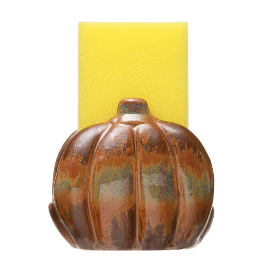Stoneware Pumpkin Sponge Holder by Creative Co-op