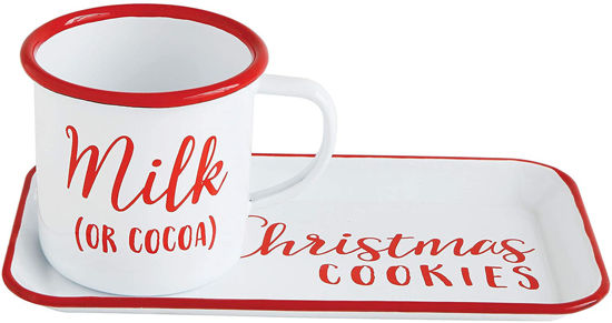 Milk & Cookies Enameled Tin Tray by Creative Co-op