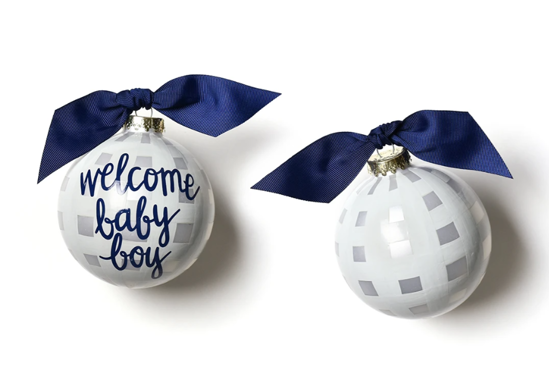 Welcome Baby Boy Gingham Ornament by Coton Colors