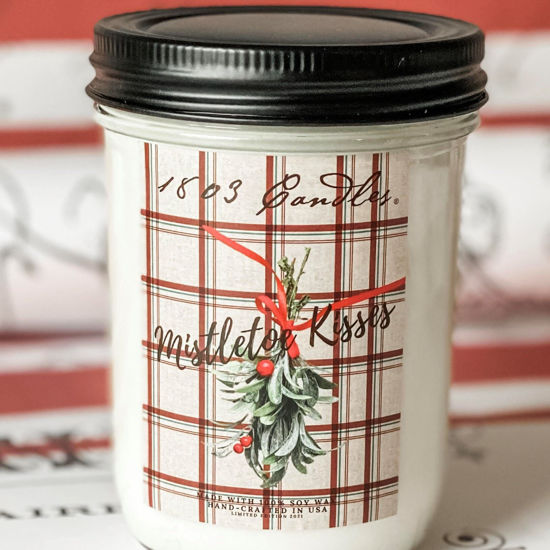 Limited Edition Plaid Mistletoe Kisses Jar by 1803 Candles