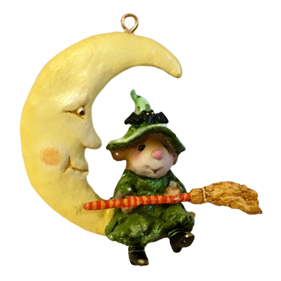 Broom to the Moon! Ornament M-623a (Green Special) by Wee Forest Folk®
