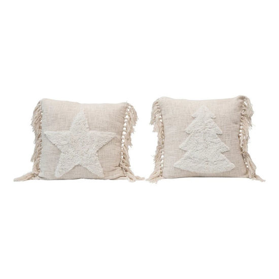 Blend Punch Hook Pillow with Tassels, 2 Styles by Creative Co-op