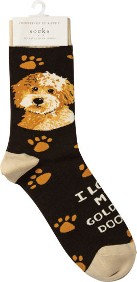 I Love My Goldendoodle Socks by Primitives by Kathy
