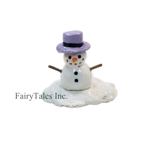 Raffle 1 - Tiny Snowman with Lavender Hat & Black Band