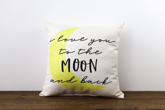 Yellow To The Moon and Back Pillow by Little Birdie