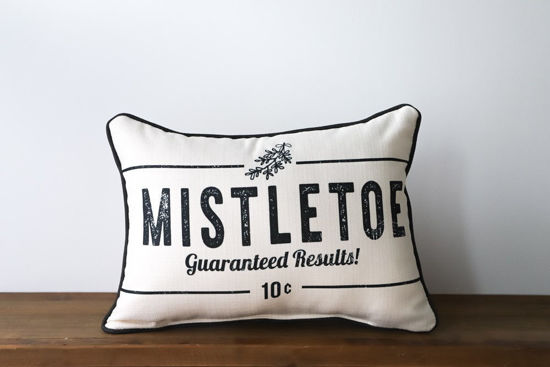 Mistletoe Pillow (Piping black) by Little Birdie