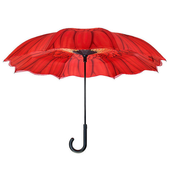 Red Daisy Stick Umbrella Reverse Close by Galleria