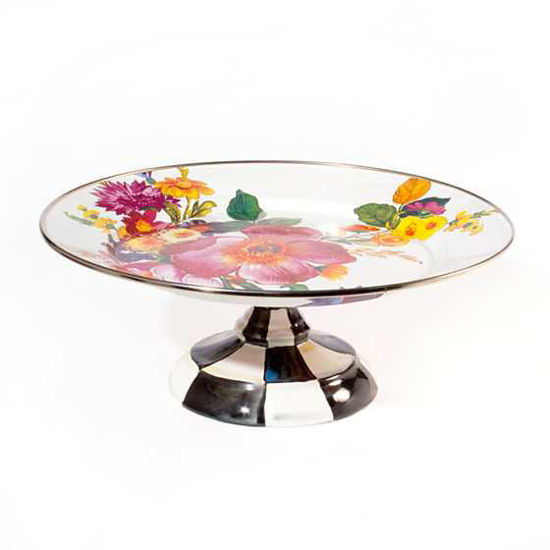 Flower Market Small Pedestal Platter - White by MacKenzie-Childs