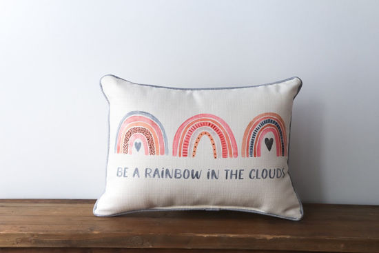 Rainbow in the Clouds Pillow by Little Birdie