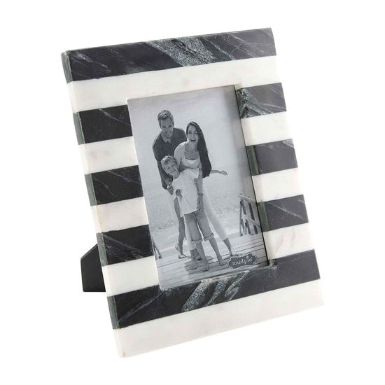White & Black Marble 5x7 Stripe Frame by Mudpie
