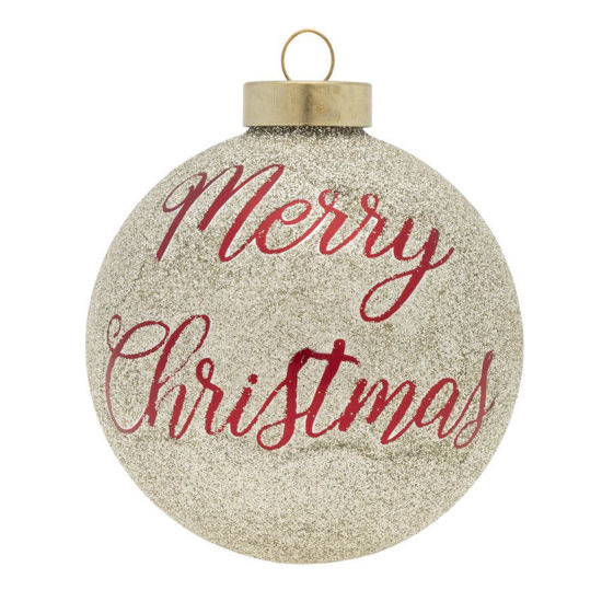 Merry Christmas Glitter Round Ornament by Kat + Annie