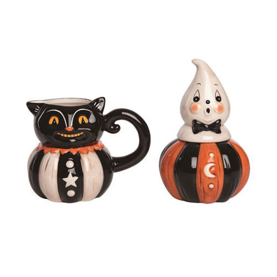 Ghost and Cat Cream & Sugar Set by Transpac