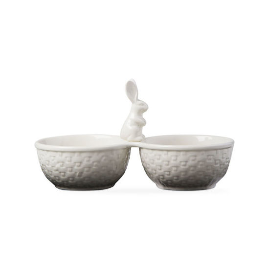 Bunny on Basket Two Part Ceramic Serving Dish by Tag