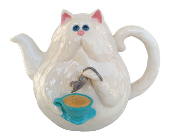 Cat with Mouse Teapot by Blue Sky Clayworks