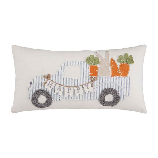 Bunny Truck Applique Pillow by Mudpie
