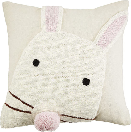 Bunny Face Hook Canvas Pillow by Mudpie