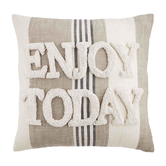 Enjoy Today Striped Pillow by Mudpie