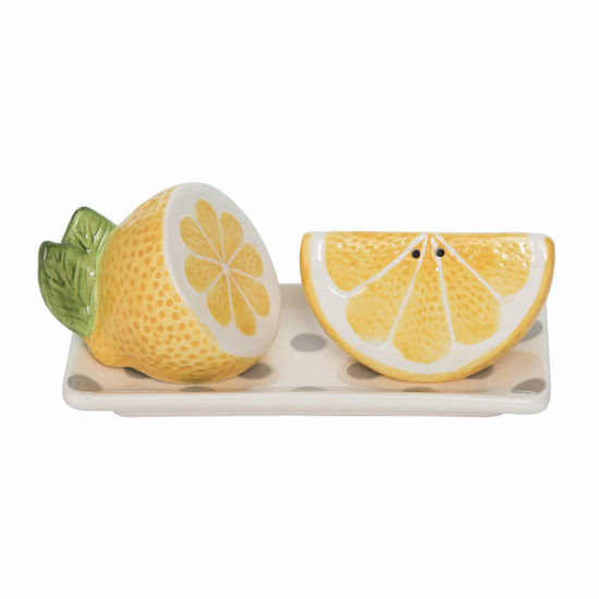 Lemon Salt & Pepper Shakers With Tray by Transpac