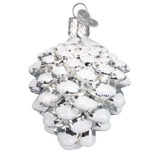 Snow-capped Silver Snowy Cone Ornament by Old World Christmas